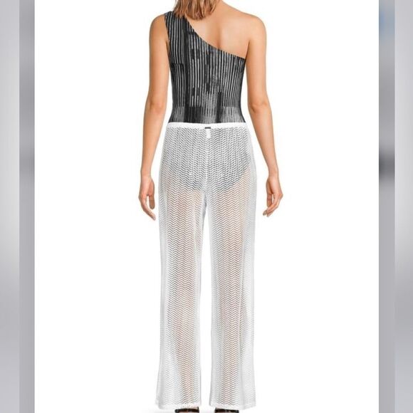 CALVIN KLEIN Women's Wide-Leg Beach Cover-Up Pants, Chevron Wide Leg M, L - Picture 3 of 15